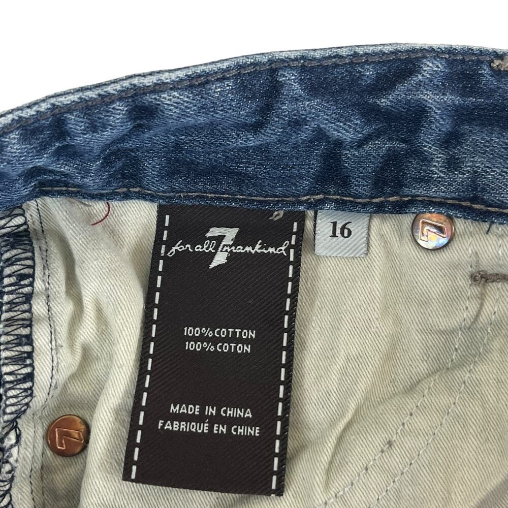 7 For All Mankind Slimmy Jeans Sz 16 Youth Boys Straight Leg Blue 5 Pocket - Picture 8 of 13